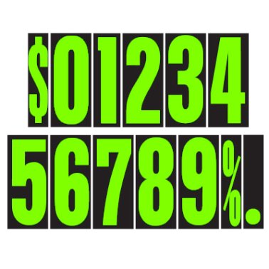 9 1/2" Chartreuse Adhesive Windshield Numbers