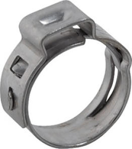One-Ear Stepless Hose Clamp 304 Stainless Steel .764-.890 .27559x .0236 (10 per pack)