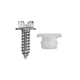 License Plate Screw and Nut Kit - #14 Diameter; 3/4 Length; 3/8 Across Flats; Slotted Hex Drive Type; Hex Washer Head; ; Zinc Finish (25 per pack)