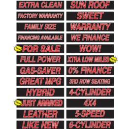 15" Red, Black & White Adhesive Windshield Slogans