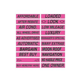15" Hot Pink Adhesive Windshield Slogans