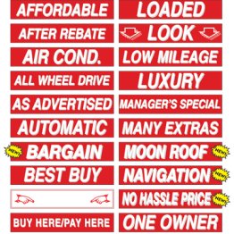 15" White & Red Windshield Slogans