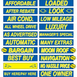 15" Blue & Yellow Adhesive Windshield Slogans