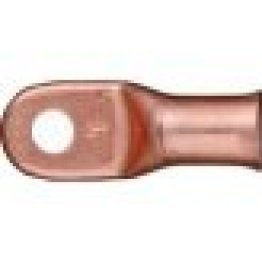 Heavy-Duty Battery Cable Lug, 1 AWG, Green, 3/8" Stud Size, Fully Annealed, Electrolytic Copper, Flared Barrel End (Pack of 10)